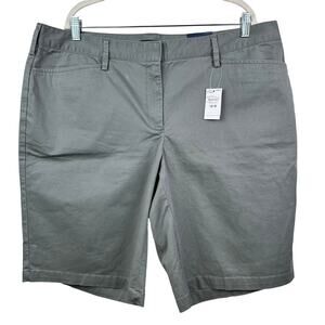 NEW Lands' End Women's Chino Shorts Bermuda Flat Front Military Green 18W Preppy